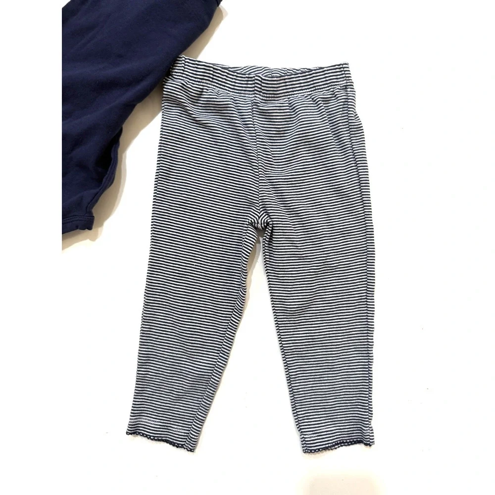 Carter's Bodysuit + Pants Boy 18 Mos Navy Blue Striped 2 Piece Outfit Sailor‎